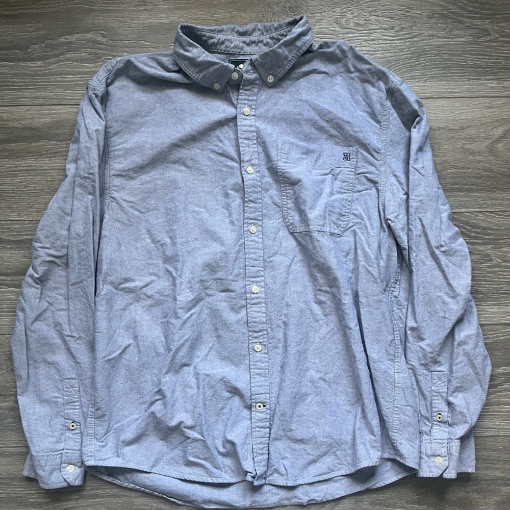 Roots Blue Long Sleeve Button Down 100% Cotton Men’s Shirt Size XXL Casual